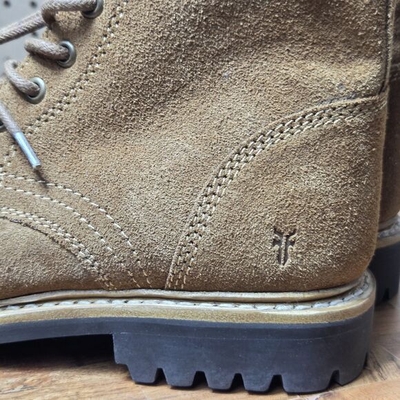 Frye Russell Mens Side Zip Lace Up Tan Leather Suede Boots Size-8.5 FR41606 NWOB main image 15